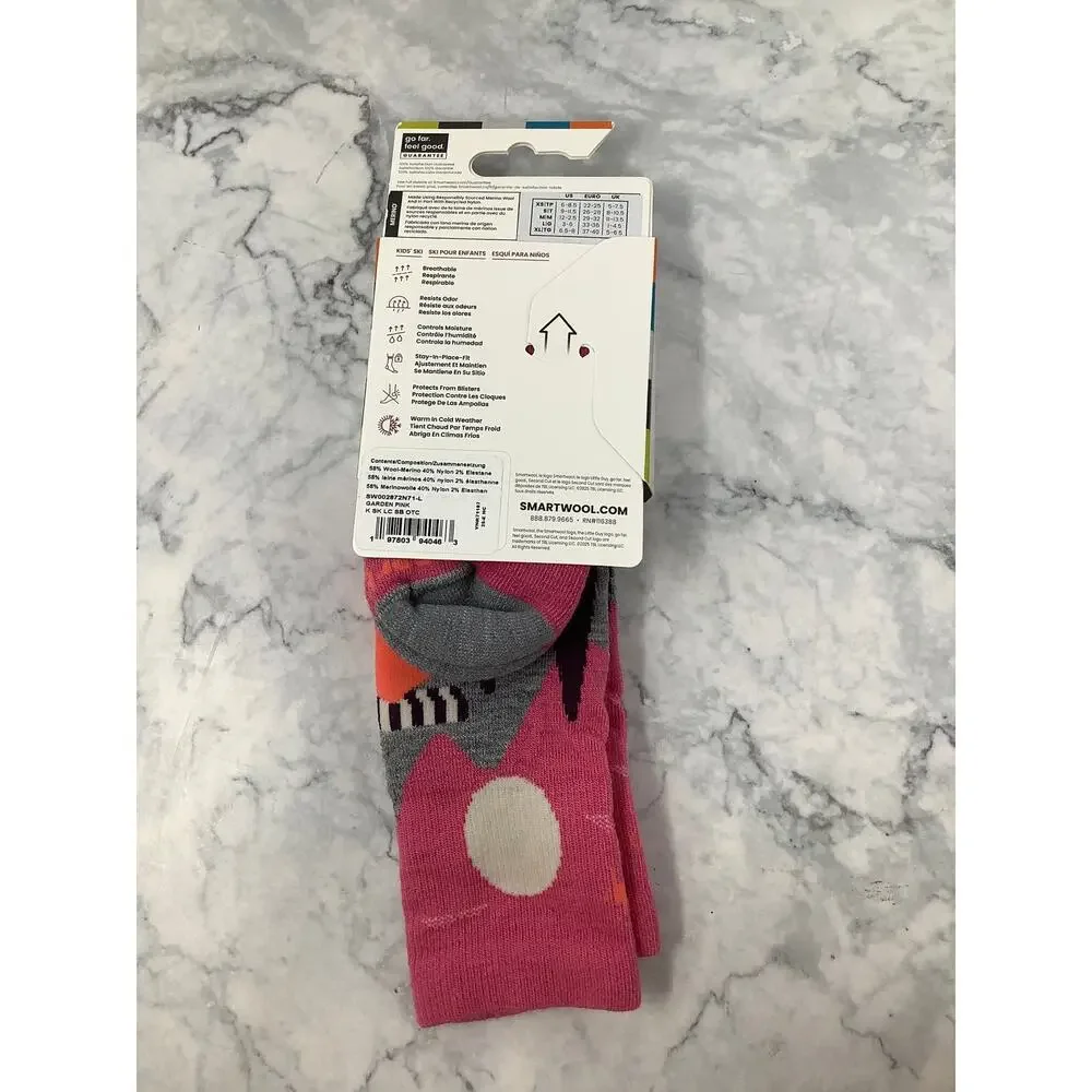 Smartwool Kid's L Sleigh Bear Garden Pink Ski Over The Calf Socks A16-7